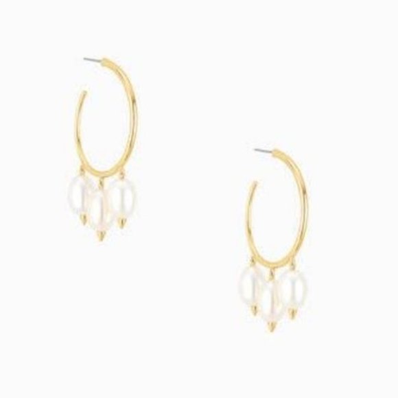 Stella & Dot x Rebecca Minkof Natriella Pearl Drop+Gold Hoop Earrings - Picture 4 of 10